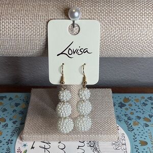 White Beaded Drop Gold Earrings by Lovisa